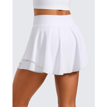 CRZ YOGA Women's Ruffle Layered Tennis Skirt with Pockets