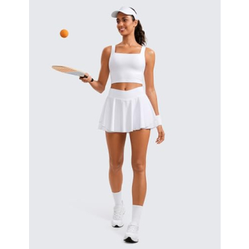 CRZ YOGA Women's Ruffle Layered Tennis Skirt with Pockets