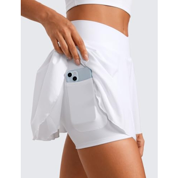 CRZ YOGA Women's Ruffle Layered Tennis Skirt with Pockets