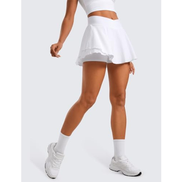 CRZ YOGA Women's Ruffle Layered Tennis Skirt with Pockets