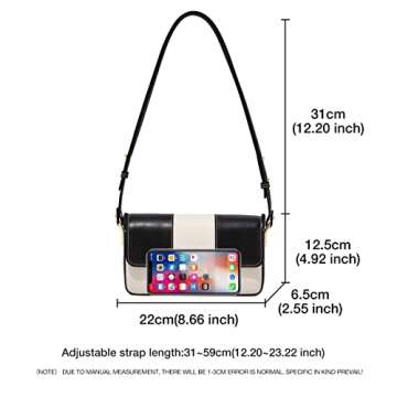 FOXLOVER Leather Shoulder Bag for Women Quilted Stitching Crossbody Bags for Women Casual Fashion Handbag Purse with Adjustable Shoulder Strap