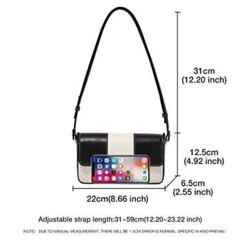 FOXLOVER Leather Shoulder Bag for Women Quilted Stitching Crossbody Bags for Women Casual Fashion Handbag Purse with Adjustable Shoulder Strap