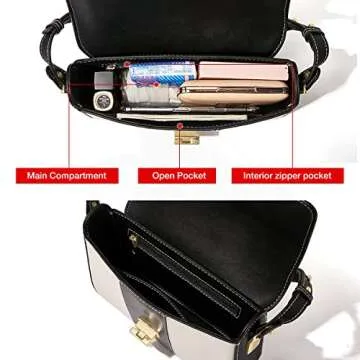 FOXLOVER Leather Shoulder Bag for Women Quilted Stitching Crossbody Bags for Women Casual Fashion Handbag Purse with Adjustable Shoulder Strap