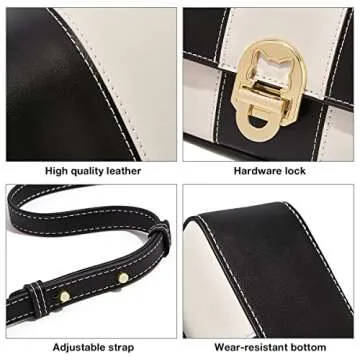 FOXLOVER Leather Shoulder Bag for Women Quilted Stitching Crossbody Bags for Women Casual Fashion Handbag Purse with Adjustable Shoulder Strap