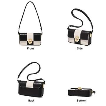 FOXLOVER Leather Shoulder Bag for Women Quilted Stitching Crossbody Bags for Women Casual Fashion Handbag Purse with Adjustable Shoulder Strap