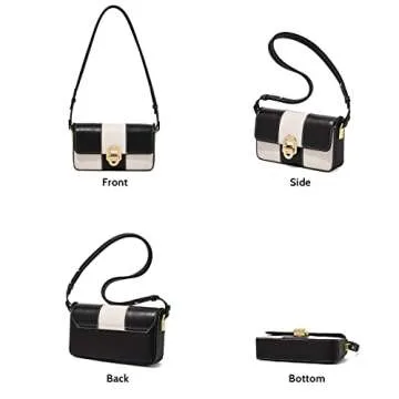 FOXLOVER Leather Shoulder Bag for Women Quilted Stitching Crossbody Bags for Women Casual Fashion Handbag Purse with Adjustable Shoulder Strap