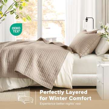 Comfort Spaces Kienna Quilt Set-Luxury Double Sided Stitching Design Summer Blanket, Lightweight, Soft, All Season Bedding Layer, Matching Sham, Taupe, Coverlet Full/Queen(90"x90") 3 Piece