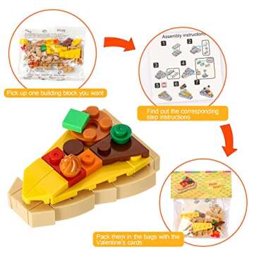 Valentine's Day Cards for Kids Classroom - 28 PCS Dessert Block Valentines Day Gifts for Kids, Valentine Cards with 7 Designs Block Set, Kids Valentines Cards for School Exchange Gifts, Party Favors