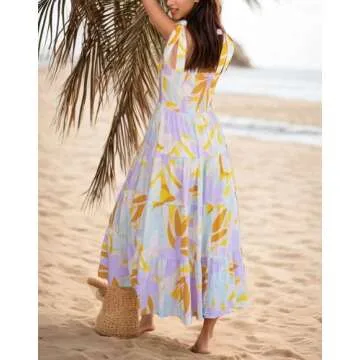 Kinstell Women's Summer Boho Ruffle Casual Maxi Dress