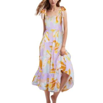 Kinstell Women's Summer Boho Ruffle Casual Maxi Dress