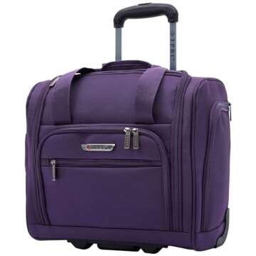 TPRC Smart Under Seat Carry-On Luggage with USB Charging Port, Purple, Underseater 15-Inch