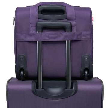 TPRC Smart Under Seat Carry-On Luggage with USB Charging Port, Purple, Underseater 15-Inch