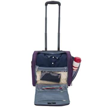 TPRC Smart Under Seat Carry-On Luggage with USB Charging Port, Purple, Underseater 15-Inch