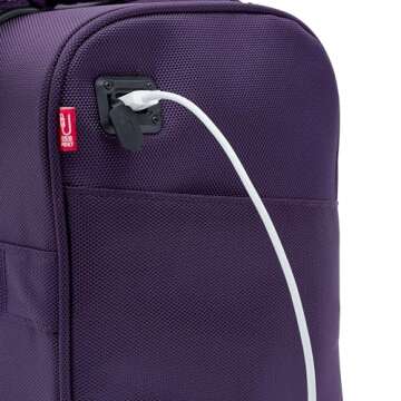 TPRC Smart Under Seat Carry-On Luggage with USB Charging Port, Purple, Underseater 15-Inch