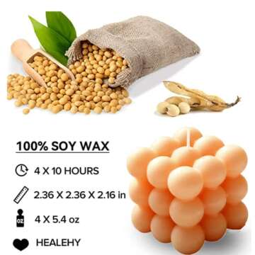 NatureMan Bubble Candles-Cube Soy Wax Candles, Home Aesthetics Decoration Candles, Handmade Scented ...