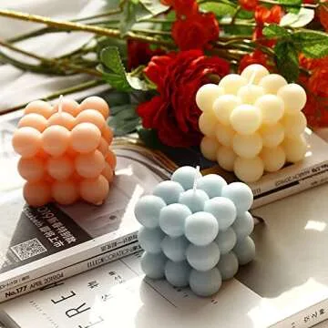 NatureMan Bubble Candles-Cube Soy Wax Candles, Home Aesthetics Decoration Candles, Handmade Scented Candle Set 3Pieces, Home Use or Gifting