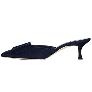 Divanne Heeled Mules for Women, Pointed Toe Slingback Pumps Buckle Kitten Heels Mules Slides Backles...