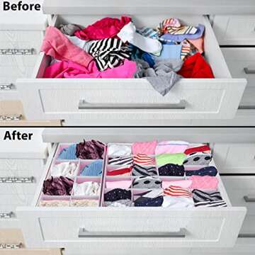 Simple Houseware Closet Underwear Organizer Drawer Divider 4 Set, Pink