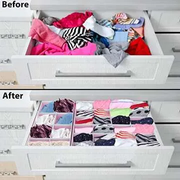 Simple Houseware Closet Underwear Organizer Drawer Divider 4 Set, Pink
