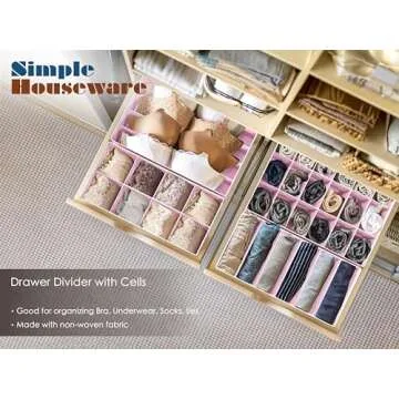 Simple Houseware Closet Underwear Organizer Drawer Divider 4 Set, Pink