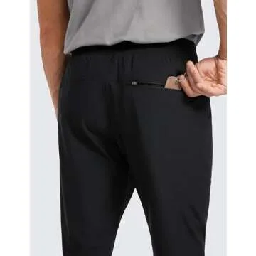 CRZ YOGA All Day Comfy Golf Joggers Pants for Men 30'' Quick Dry Lightweight Stretch Work Casual Sweatpants with Pockets Black X-Large