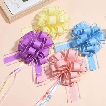 6 PCS Large Pull Bows,Bow for Gift Wrapping,6 inches,Christmas Party Birthday Gift Wedding Ribbon Bows for Wrapping Boxes or Flower Decorations, Valentine's Day Gift Decorations