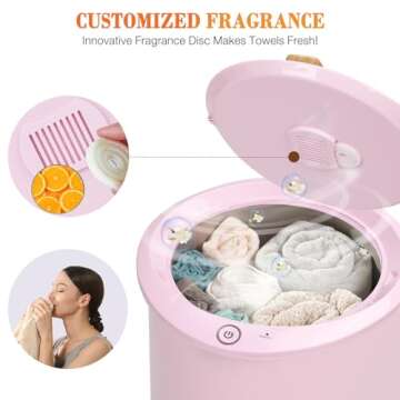 Keenray Towel Warmer, Luxury Towel Warmer Bucket, Large Towel Warmers for Bathroom, Auto Shut Off, Fits Up to Two 40"X70" Oversized Towels, Bathrobes, Blankets, PJ's and More, CL1(Pink)