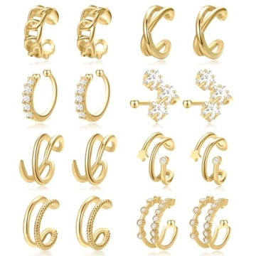 16 Pcs Non Piercing Clip on Earrings Set for Women