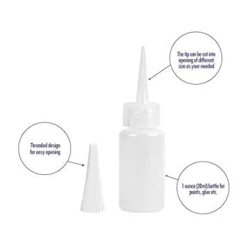 Falling in Art 1oz Needle Tip Squeeze Bottle, Precision Tip Applicator Bottle with a Funnel for Small Gluing Projects, Acrylic Painting, 6 Pack