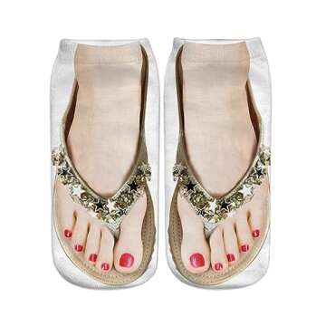 Benefeet Sox Funny Flip Flop Socks Ugly 3D Pattern Manicure Print Socks Silly Feet Socks for Women N...