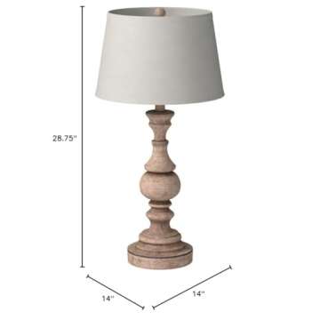 Amazon Brand – Stone & Beam Vintage Farmhouse Living Room Table Lamp With Light Bulb - 14 x 14 x 28.75 Inches, Distressed White