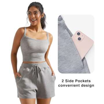 OMKAGI Women 2 Piece Outfits Sleeveless Tank Top Sweat Shorts Set with Pockets Vacation Sets(XS,316-Flower Grey)