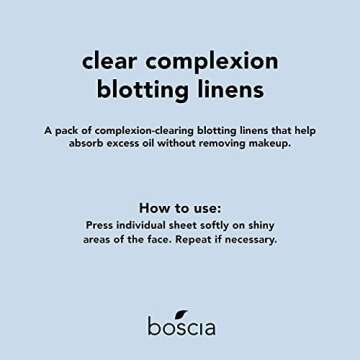 boscia Clear Complexion Blotting Linens - Vegan, Cruelty-Free, Natural Skin Care - Oil Blotting Sheets for Face - For Combination to Oily Skin Types - Travel Size - 100 Sheets