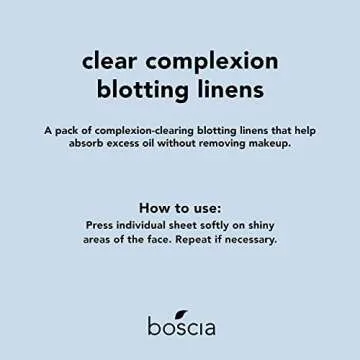 boscia Clear Complexion Blotting Linens - Vegan, Cruelty-Free, Natural Skin Care - Oil Blotting Sheets for Face - For Combination to Oily Skin Types - Travel Size - 100 Sheets