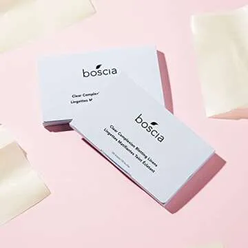 boscia Clear Complexion Blotting Linens - Vegan, Cruelty-Free, Natural Skin Care - Oil Blotting Sheets for Face - For Combination to Oily Skin Types - Travel Size - 100 Sheets
