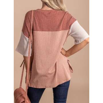 Eytino Women's Plus Size Tops Summer Short Sleeve Color Block Shirts