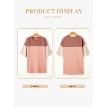 Eytino Plus Size Short Sleeve Color Block Tunic Tops