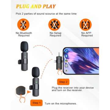 FUNIMUZI 4-in-1 Wireless Lavalier Microphone, Dual Wireless Microphone for iPhone/Android/Camera/PC, 82FT Noise Reduction Mini Mic, Lapel Micro Wireless for Video Recording, YouTube, TikTok