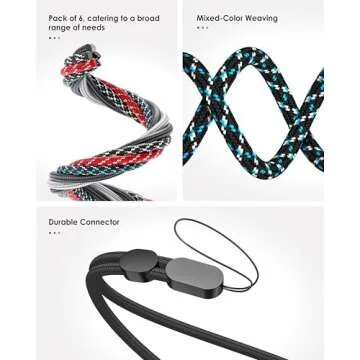 Avorast Hand Wrist Strap Lanyard, 6 Pack Adjustable Colorful Nylon Hand Wrist Straps for GoPro, Camera, Keys, Keychain, Phone, USB Flash Drive, Wallet, ID Name Tag Badge (Mixed Vibrant)