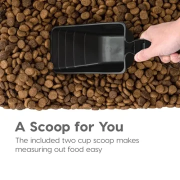 IRIS USA Dog Food Storage Container, 30 lbs & 11 lbs Combo, Cat Food Storage Container, Dog Treat Container, Airtight, Stackable, 2-Cup Scoop, Wheels, Easy Mobility, Black