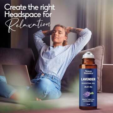 Lavender Essential Oil Roll-On 10 ml - Pure, Natural & Prediluted Oil Blend Roller for Calmness, Rel...