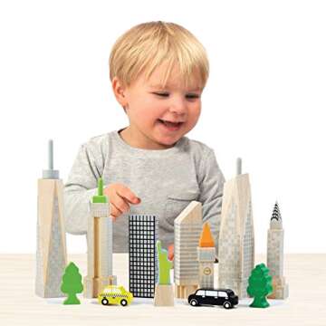 Top Right Toys City Skyline Set - 15 Piece NYC Landmark Blocks