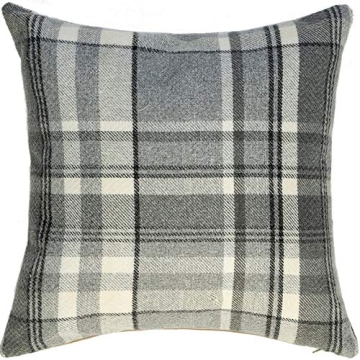 McAlister Textiles Charcoal Gray Heritage Tartan Throw Cushion Covers 17 x 17 Inches. Highlands Scatter Pillows for Sofas & Bedroom