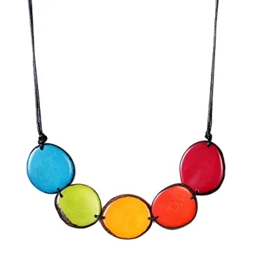 Tagua Necklace Chips in Rainbow Colors - Handmade Fair Trade Jewelry by Florama Natural
