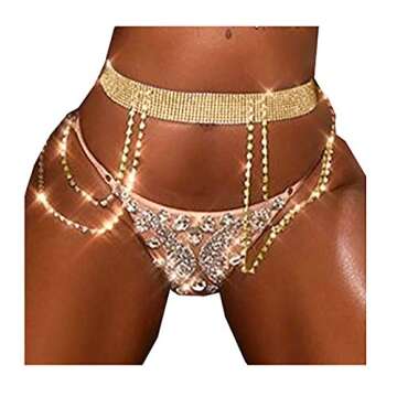 Fstrend Rhinestone Waist Chains Silver Crystal Hip Chain Belly Belts Fashion Bikini Rave Festival Pa...