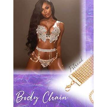 Fstrend Rhinestone Waist Chains Silver Crystal Hip Chain Belly Belts Fashion Bikini Rave Festival Party Beach Clubwear Accessories Jewelry for Women and Girls (Gold)