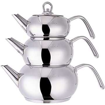 Karaca 3D Stainless Steel Teapot Set, Silver