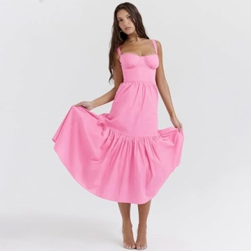 Floral Milkmaid Midi Dress for Women - Summer Fashion