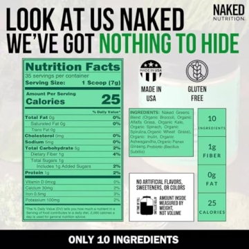 Naked Super Greens Powder Vegan Organic Supplement