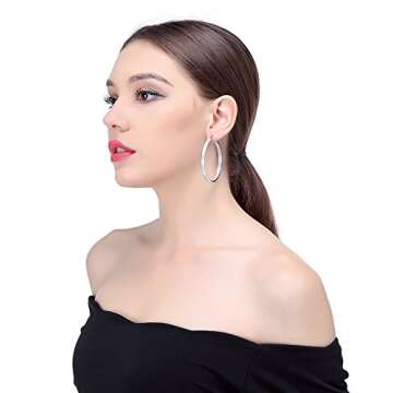 Jstyle Women's Rhinestone Large Hoop Earrings Elegant Design